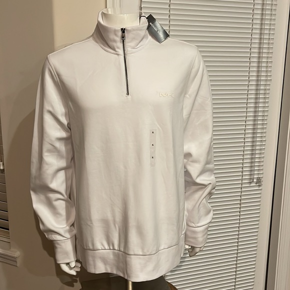 Michael Kors 1/4 Zip Long Sleeve Logo Pullover - XL in Black OR White - Picture 5 of 13